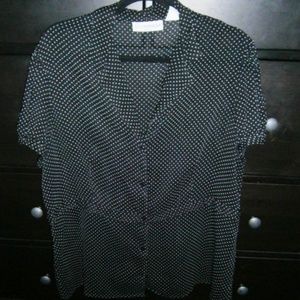 Sag Harbor Woman Polka Dot Sheer Blouse